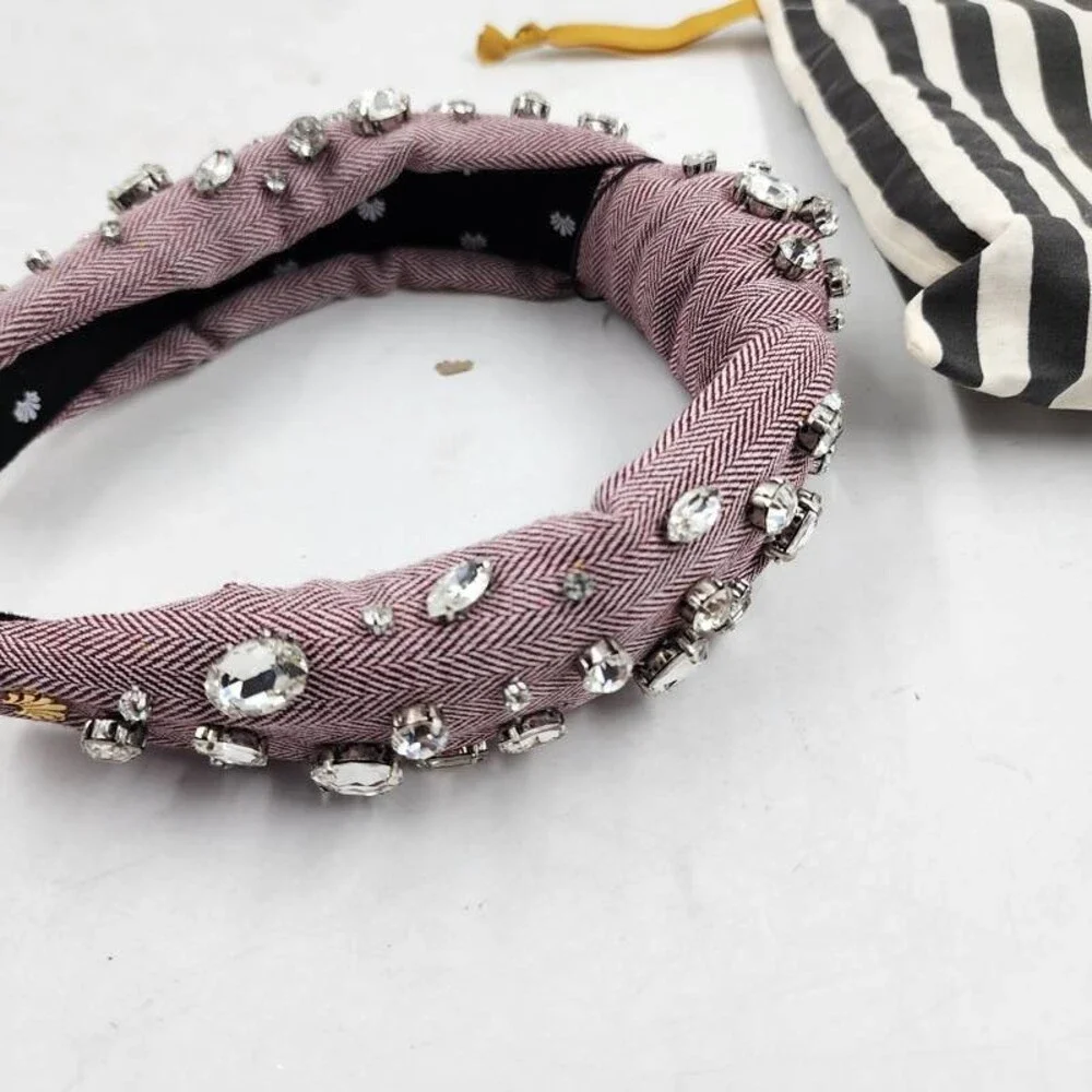 Lele Sadoughi Herringbone Embellished Knotted Headband Women's OS Red/Silver